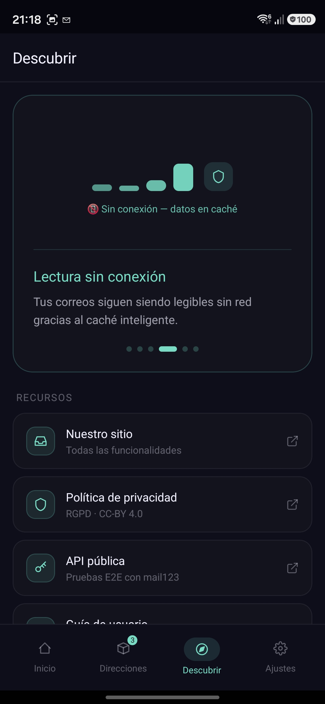 Lectura sin conexión gracias al caché local