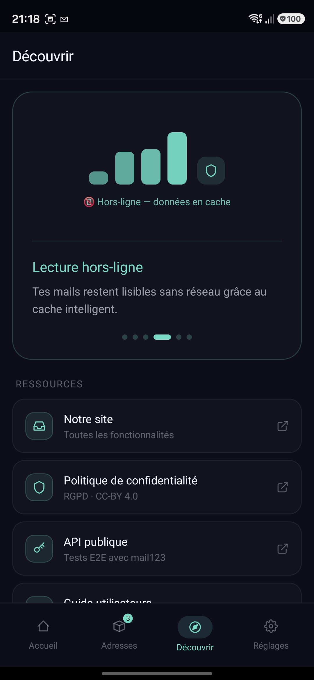 Lecture des mails hors-ligne grâce au cache local