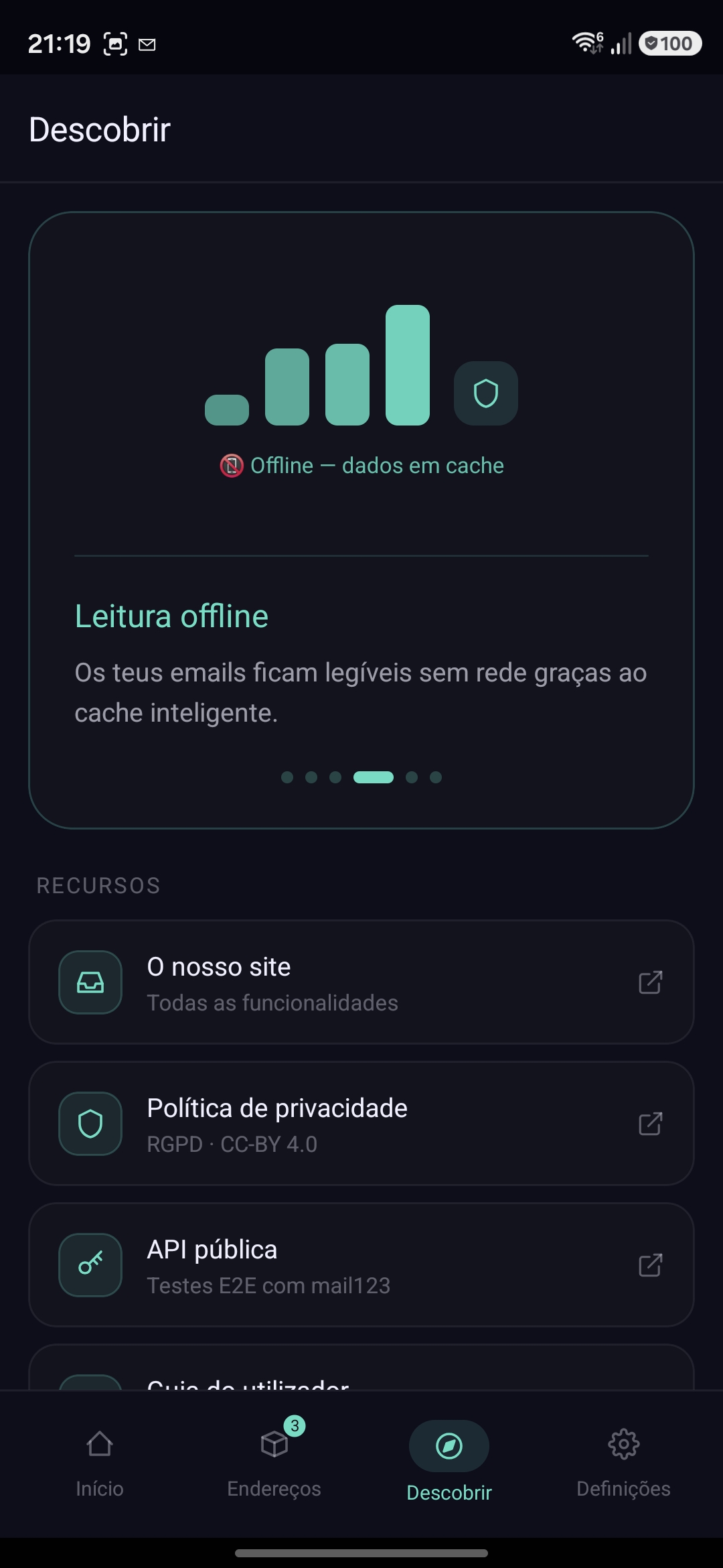 Leitura offline graças ao cache local