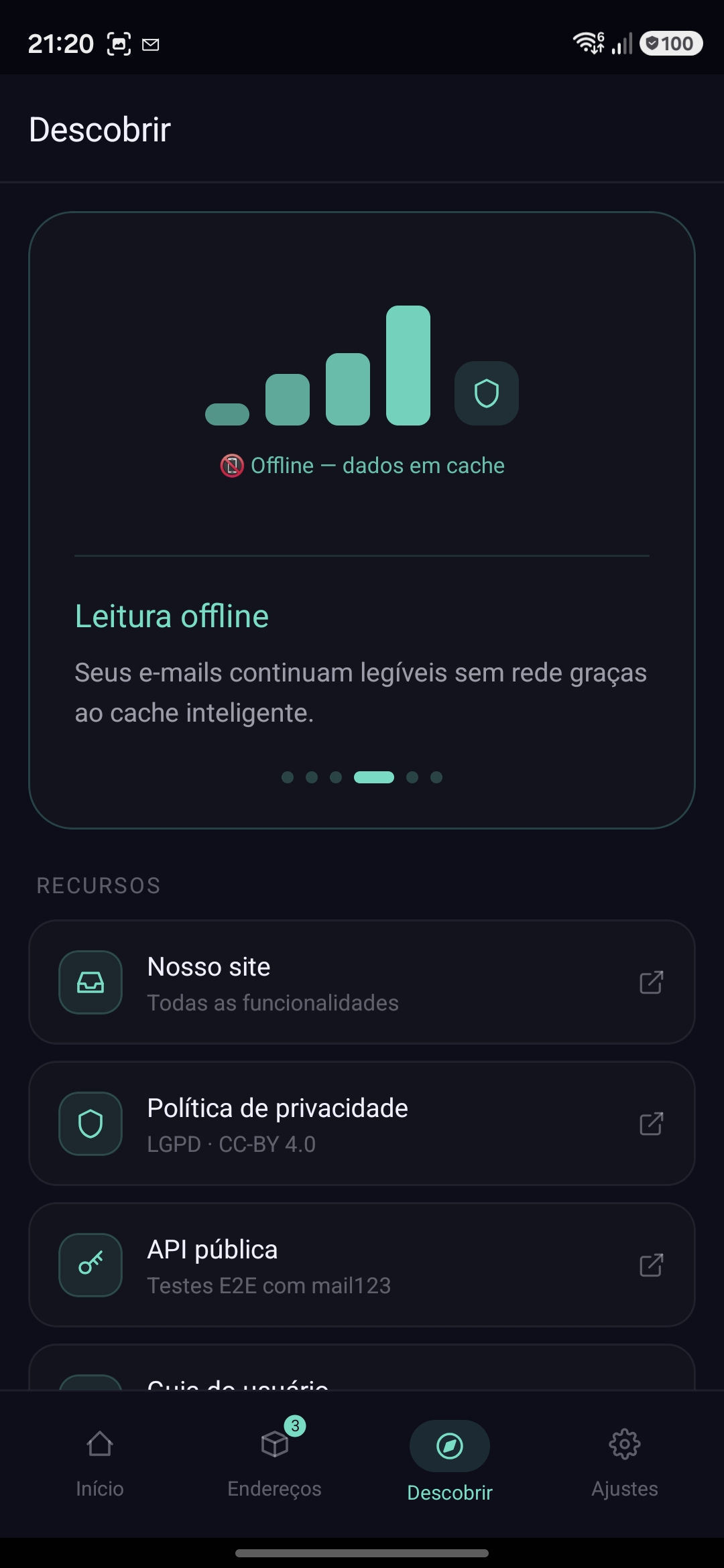 Leitura offline graças ao cache local